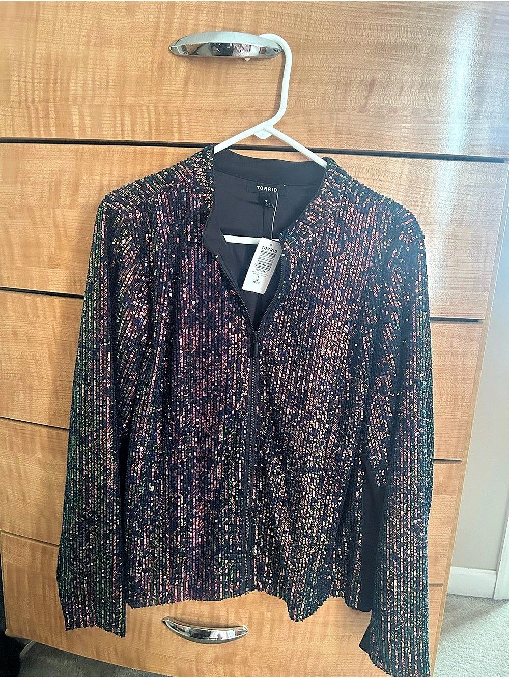 Torrid Sequin Moto Jacket Black & Multicolor Size 2X